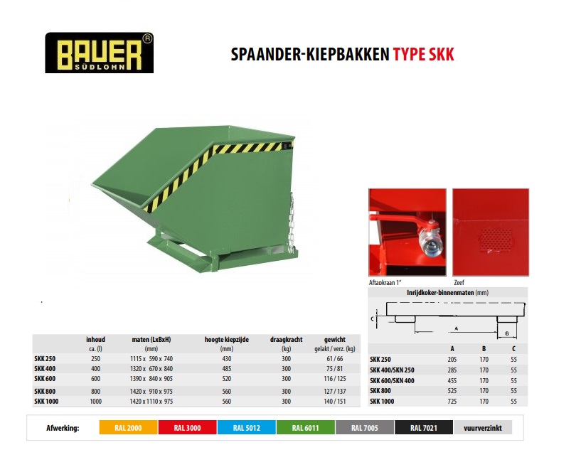 Spaanderkiepbak SKK 800 RAL 6011