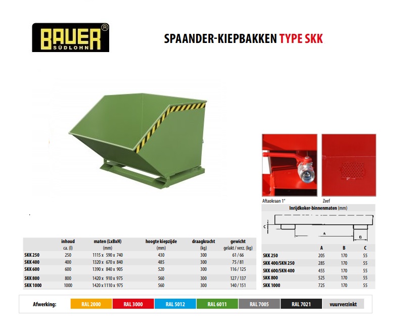 Spaanderkiepbak SKK 1000 RAL 6011