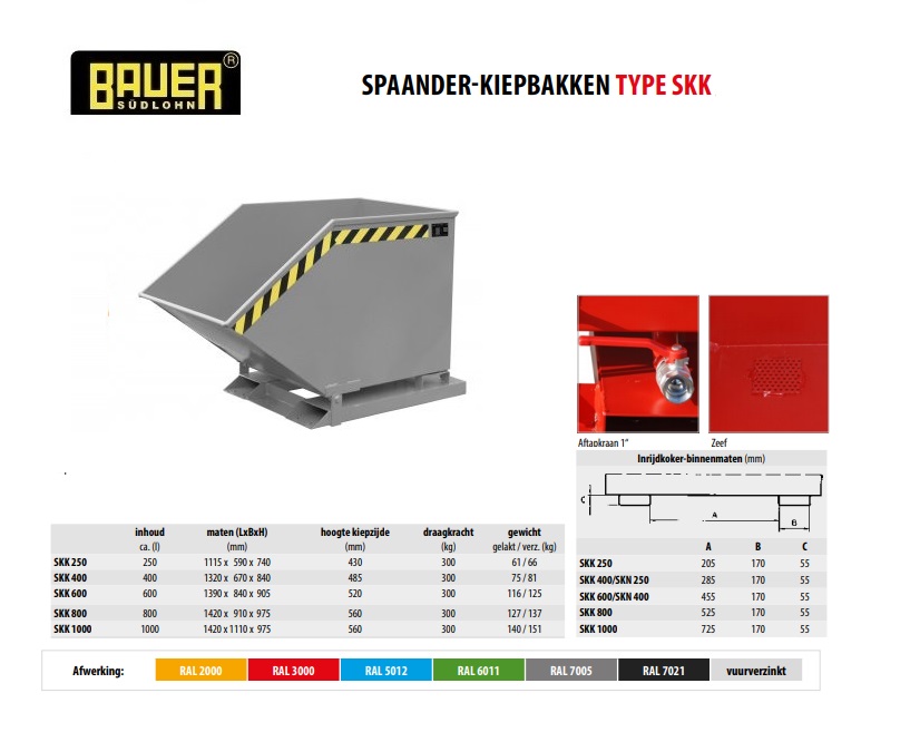 Spaanderkiepbak SKK 400 RAL 7005