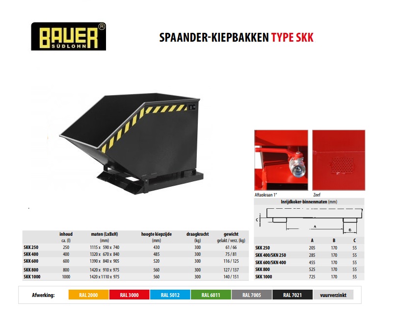 Spaanderkiepbak SKK 400 RAL 7021