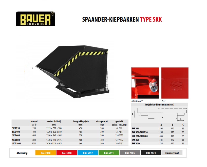 Spaanderkiepbak SKK 800 RAL 7021