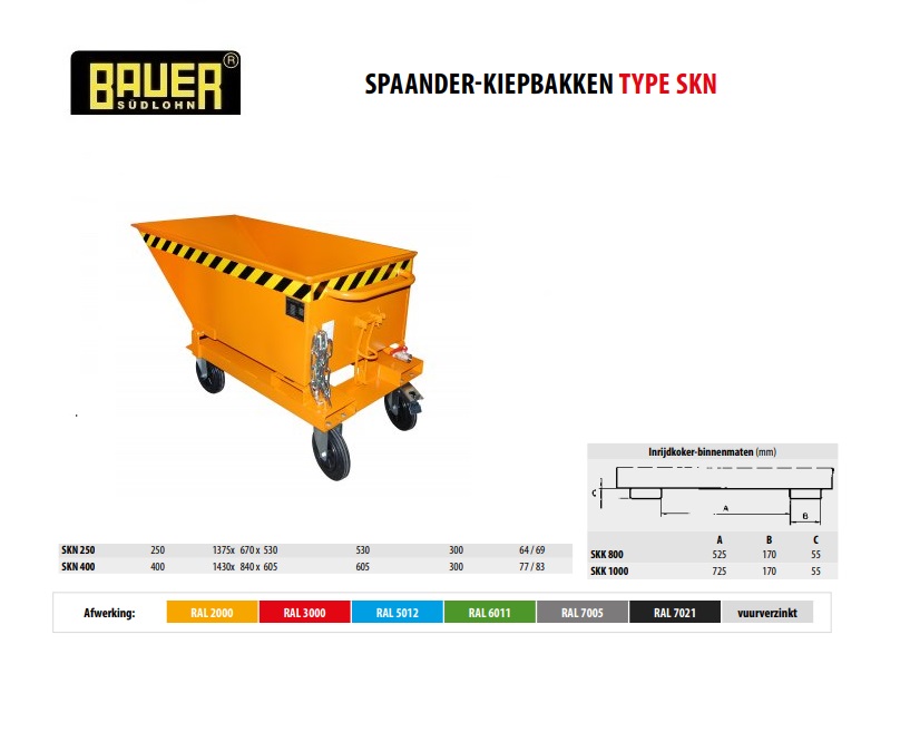 Spaanderkiepbak SKN 250 RAL 2000