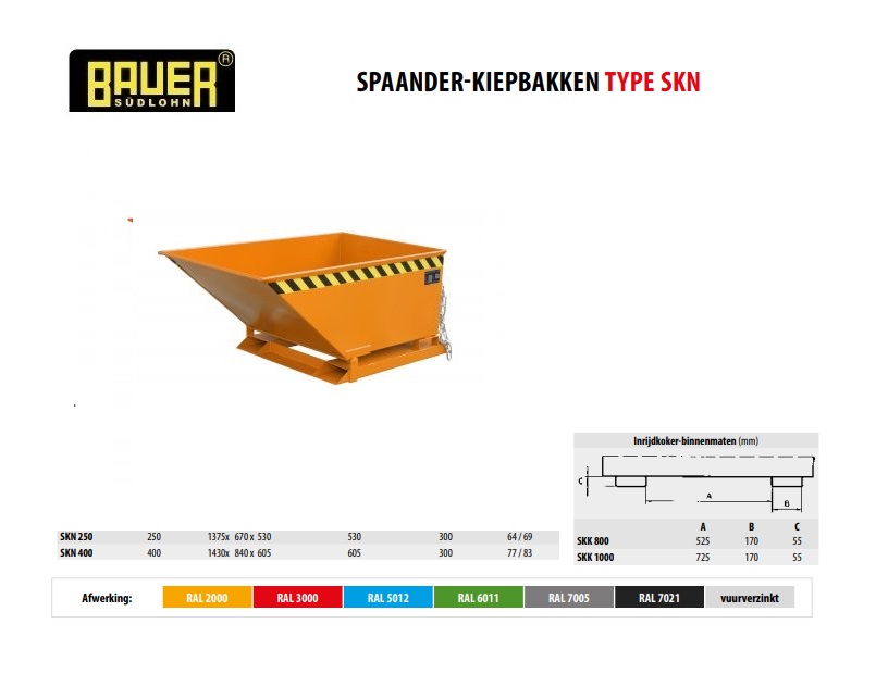 Spaanderkiepbak SKN 250 RAL 3000 | DKMTools - DKM Tools