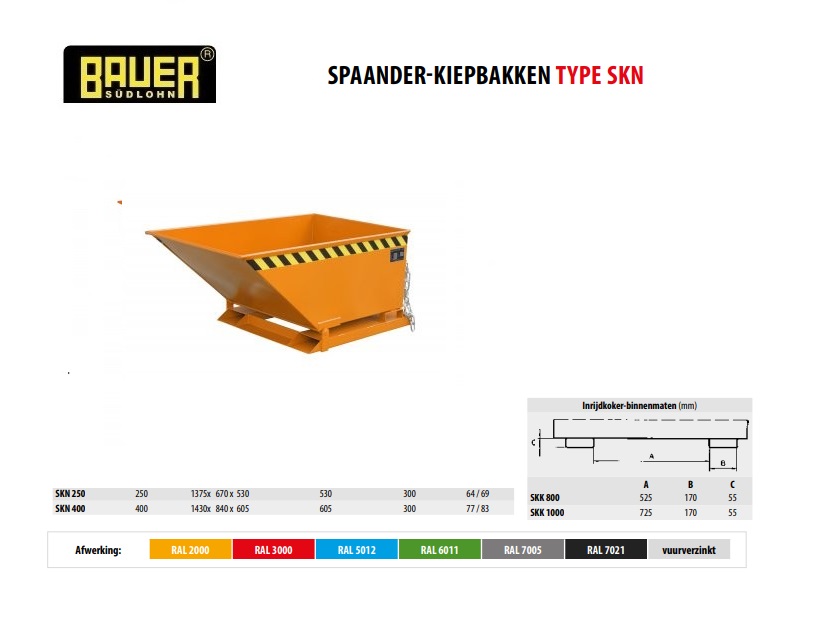 Spaanderkiepbak SKN 400 RAL 2000