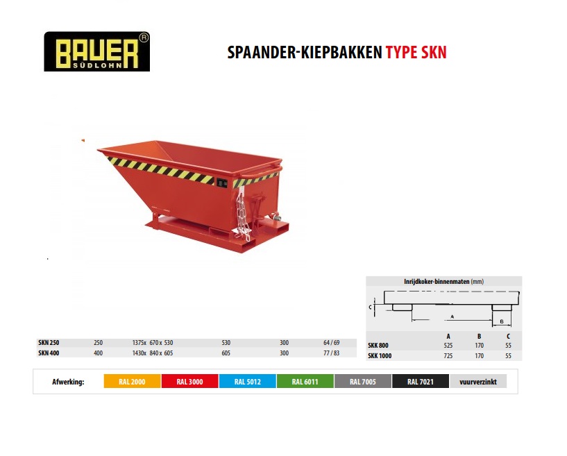 Spaanderkiepbak SKN 400 RAL 3000 | DKMTools - DKM Tools