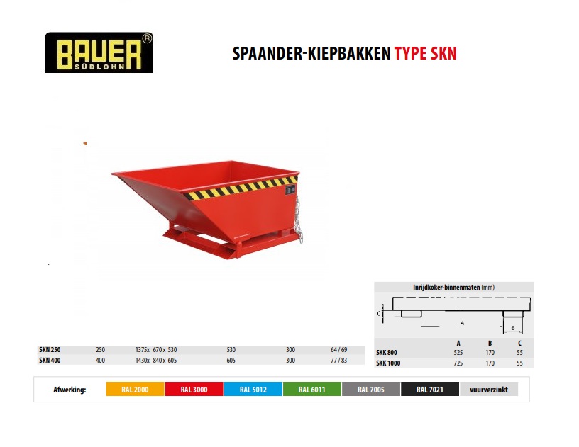 Spaanderkiepbak SKN 400 RAL 2000 | DKMTools - DKM Tools