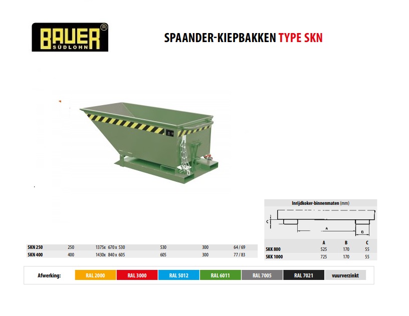 Spaanderkiepbak SKN 250 RAL 6011