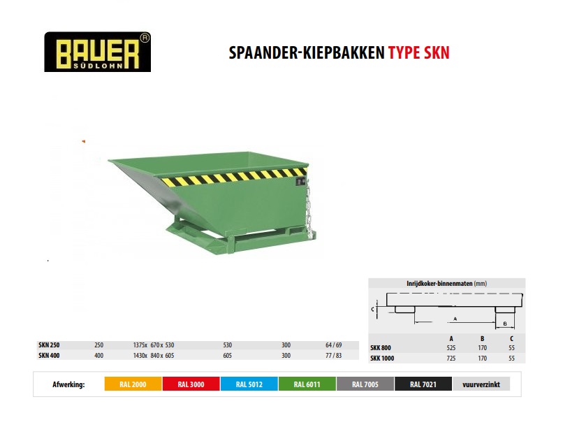 Spaanderkiepbak SKN 400 RAL 6011