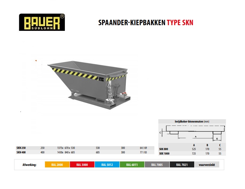 Spaanderkiepbak SKN 250 RAL 7005