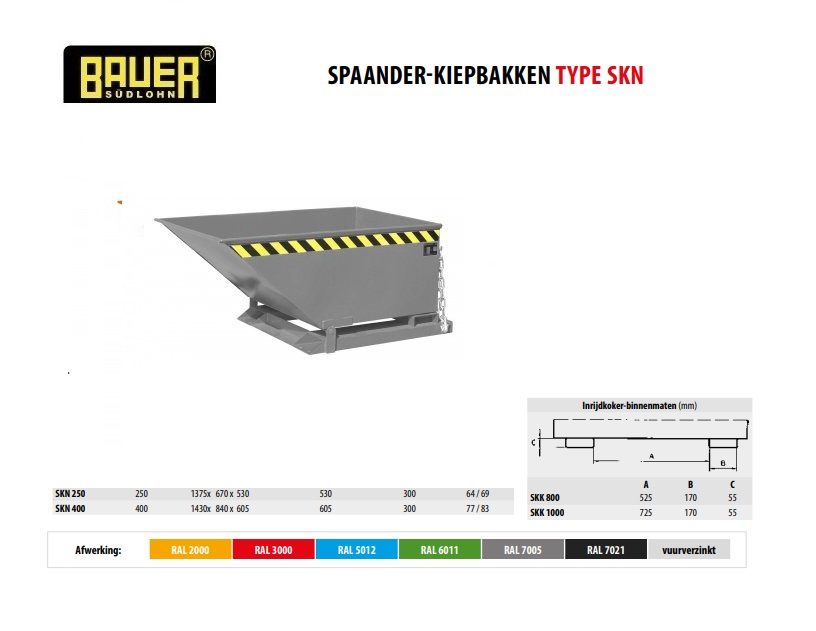 Spaanderkiepbak SKN 400 RAL 7005