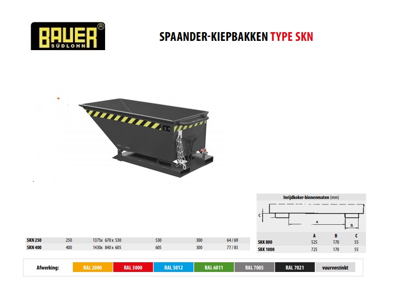 Spaanderkiepbak SKN 250 RAL 7021