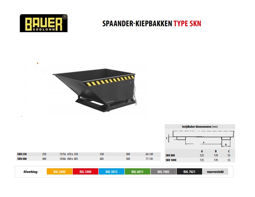 Spaanderkiepbak SKN 400 RAL 7021