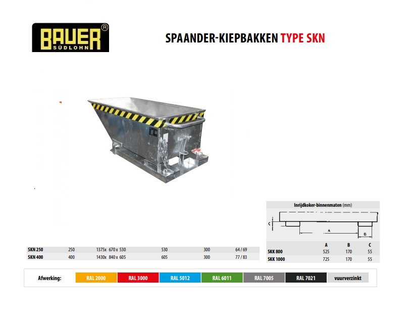 Spaanderkiepbak SKN 250 Verzinkt
