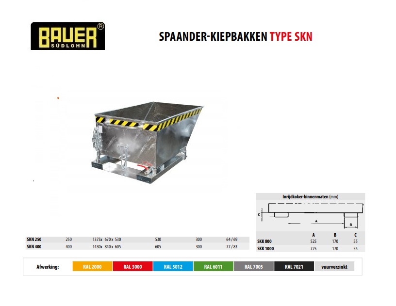 Spaanderkiepbak SKN 400 Verzinkt