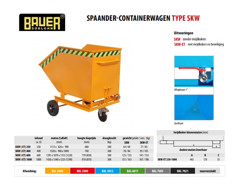 Spaander-Containerwagen SKW-ET 1000 RAL 2000 | DKMTools - DKM Tools