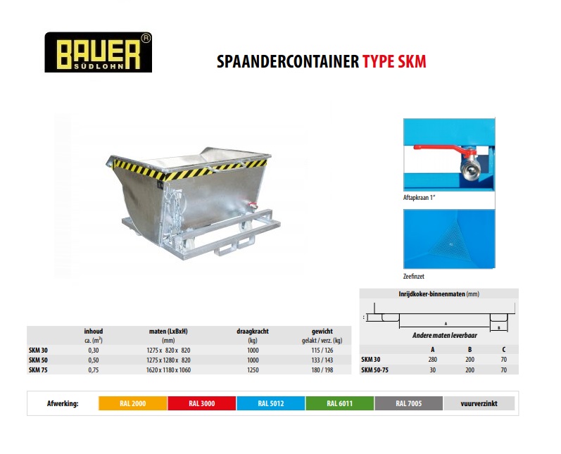 Spaandercontainer SKM 50 RAL 5012 | DKMTools - DKM Tools