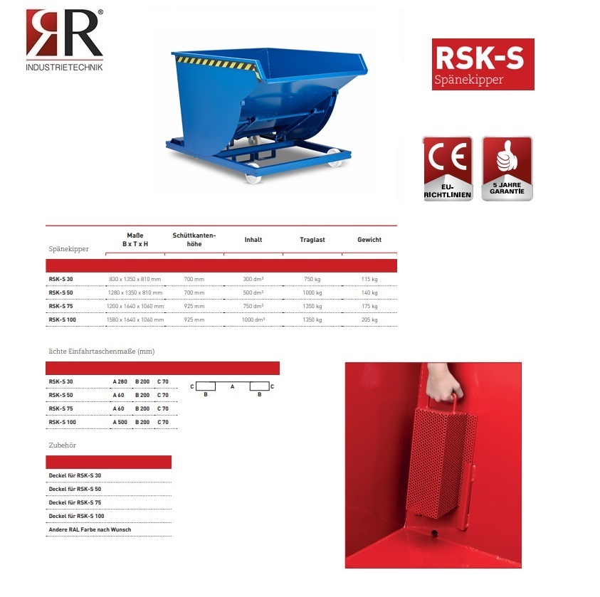 Spaandercontainer RSK-S 30 RAL 5010
