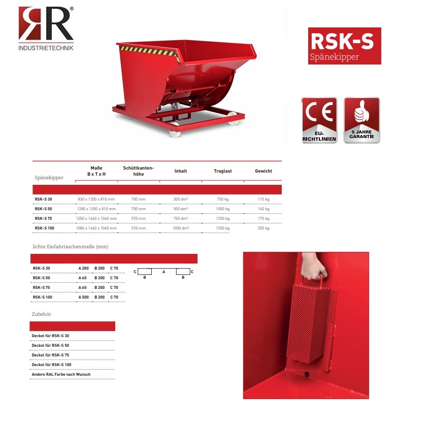 Spaandercontainer RSK-S 100 RAL 7005 | DKMTools - DKM Tools