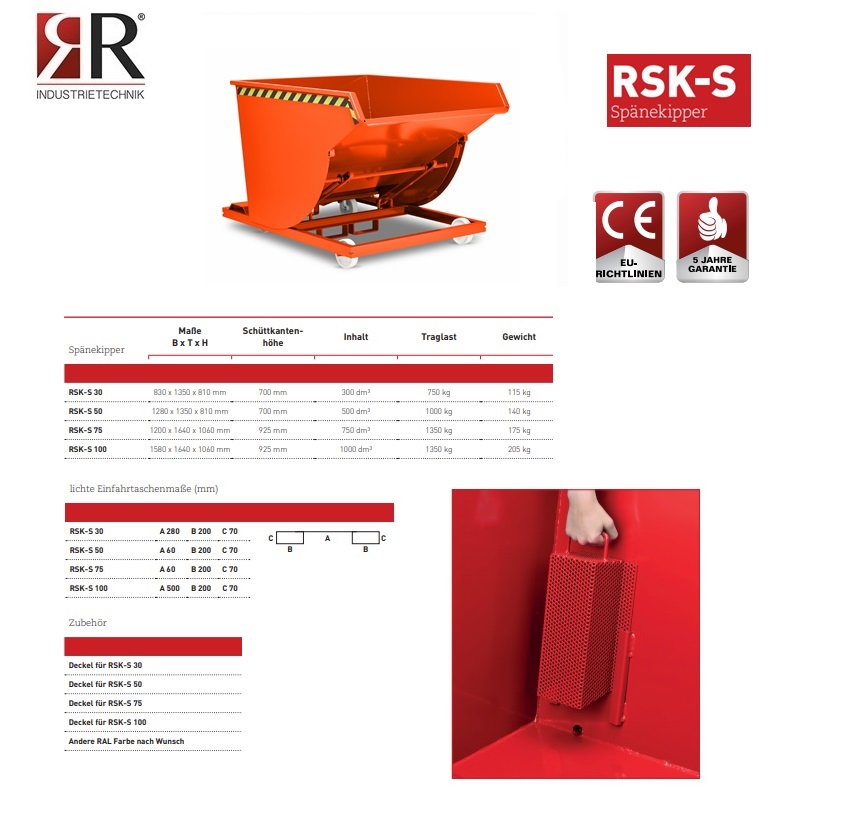 Spaandercontainer RSK-S 30 RAL 3000 | DKMTools - DKM Tools