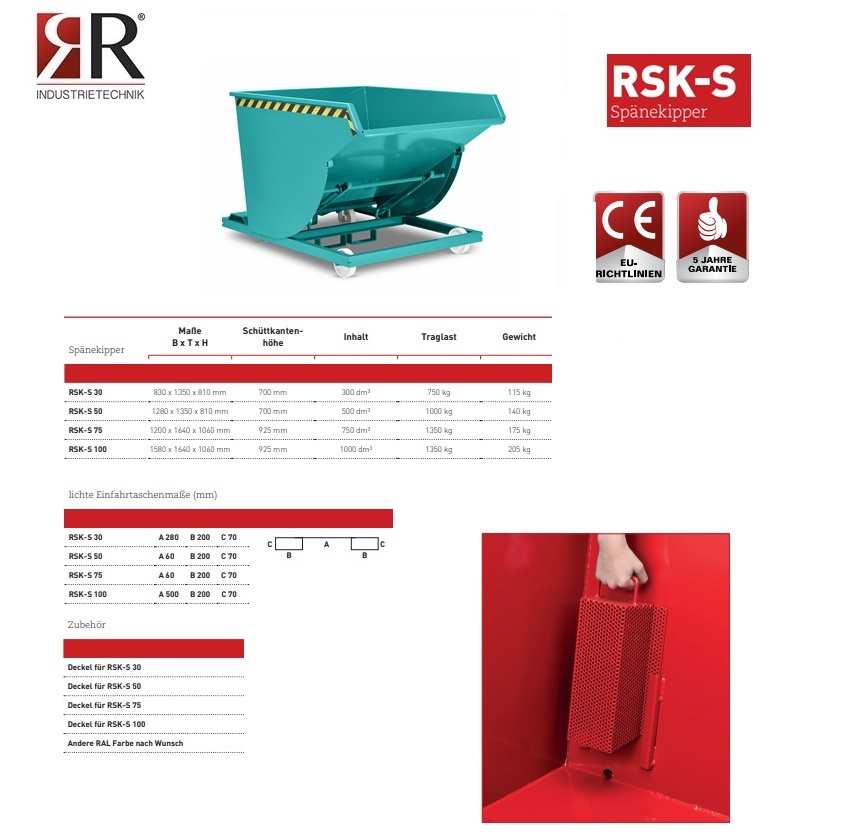 Spaandercontainer RSK-S 30 RAL 5018