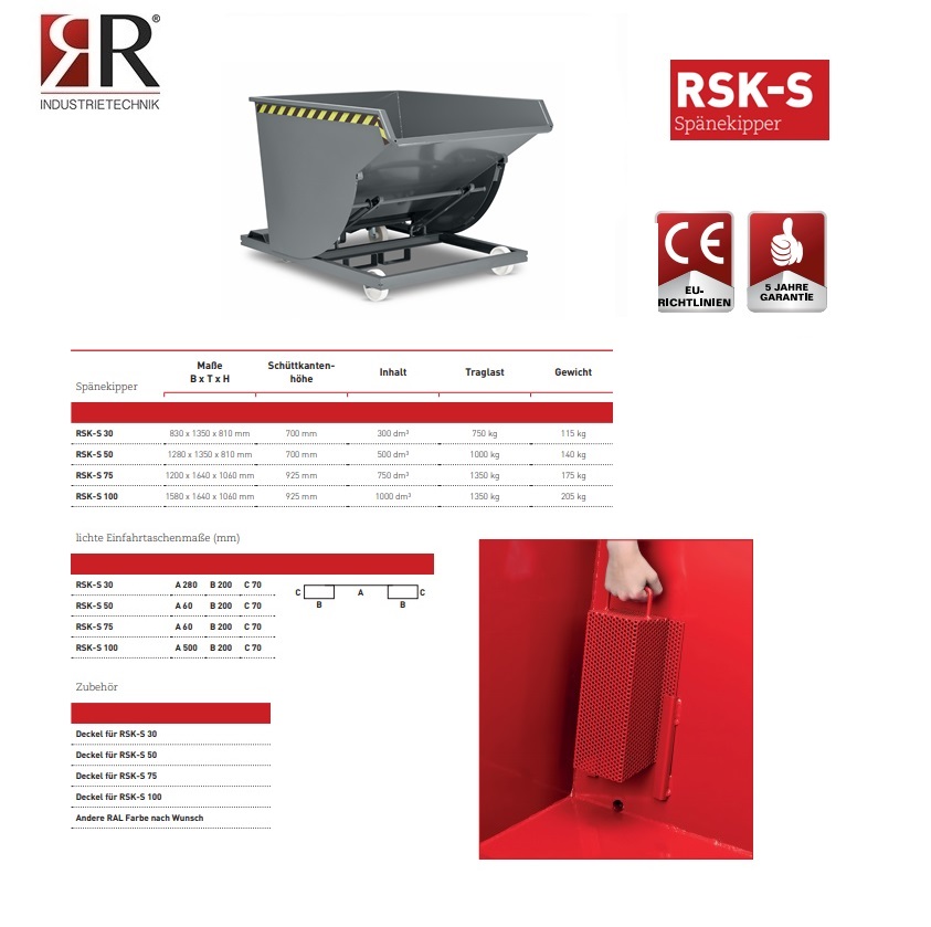 Spaandercontainer RSK-S 30 RAL 7005