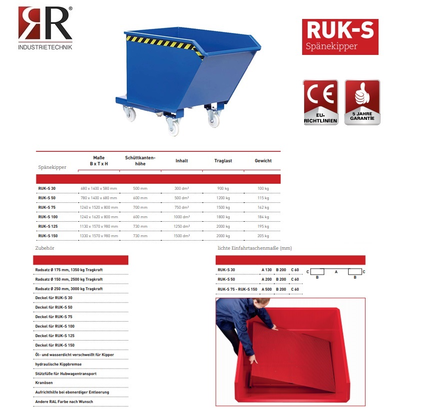Spaandercontainer RUK-S 100 RAL 7005 | DKMTools - DKM Tools