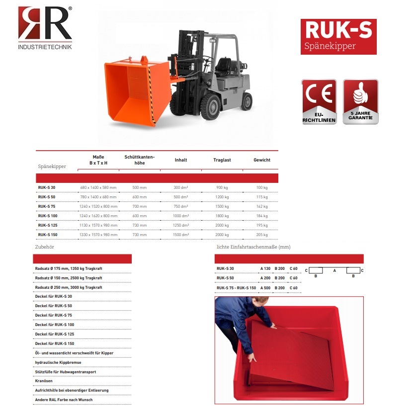 Spaandercontainer RUK-S 150 RAL 3000 | DKMTools - DKM Tools
