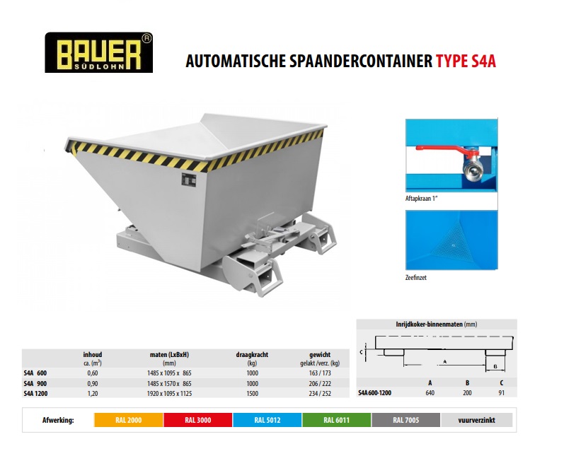 Automatische Spaandercontainer S4A 600 RAL 5012 | DKMTools - DKM Tools