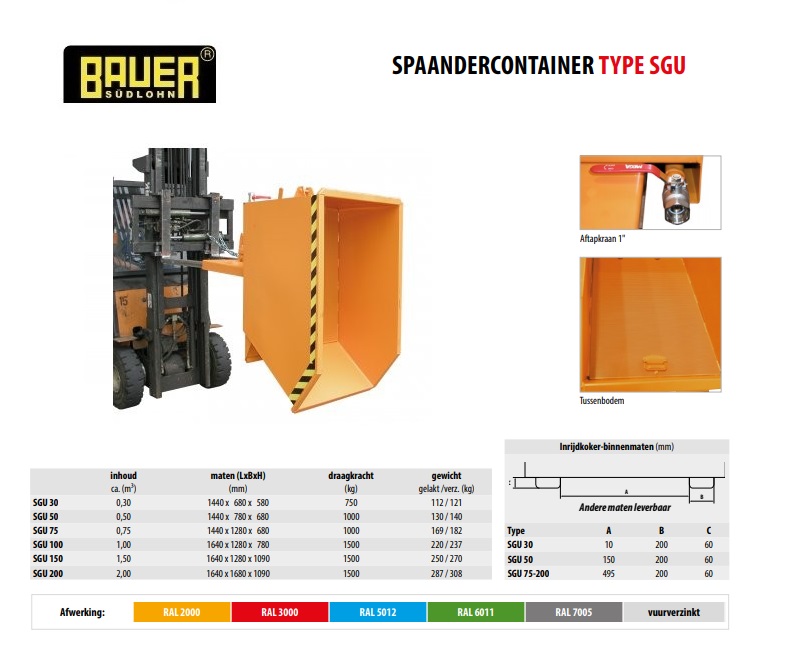 Spaandercontainer SGU 50 RAL 2000