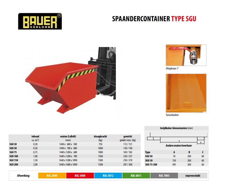 Spaandercontainer SGU 50 RAL 3000
