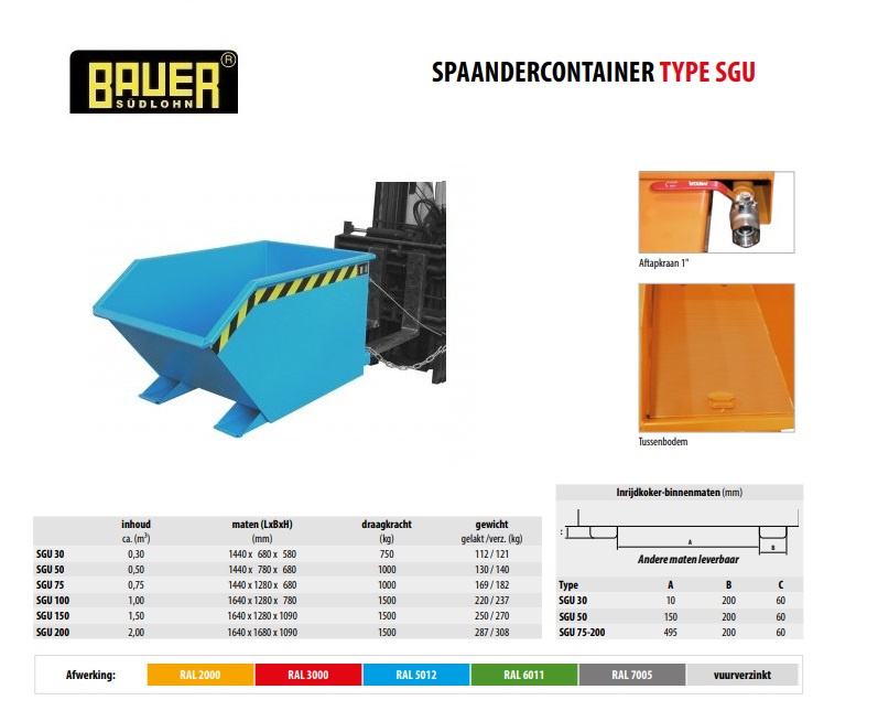 Spaandercontainer SGU 50 RAL 5012