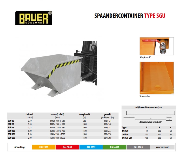 Spaandercontainer SGU 50 Verzinkt