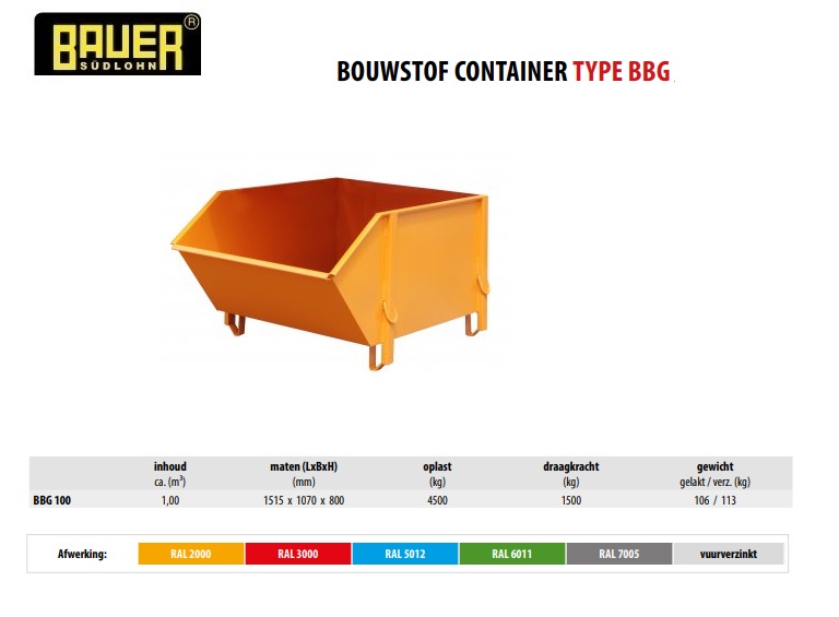 Bouwstof-container BBG 100 RAL 2000