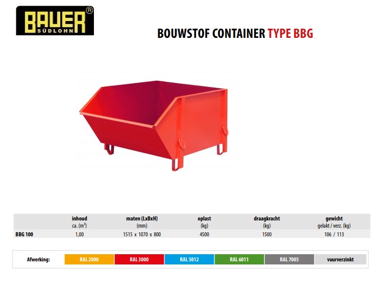 Bouwstof-container BBG 100 RAL 3000