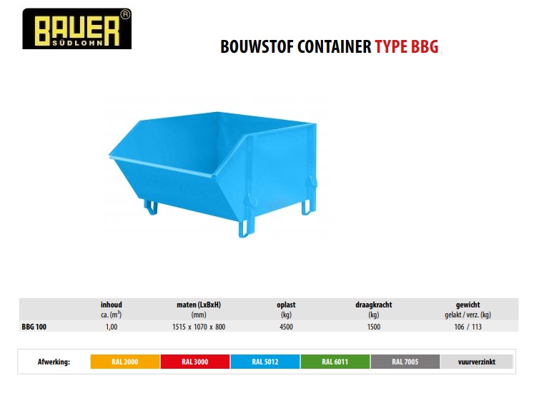 Bouwstof-container BBG 100 RAL 5012