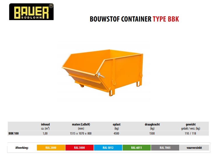 Bouwstof-container BBK 100 RAL 2000