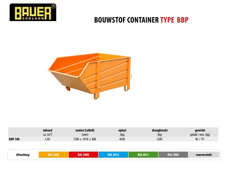 Bouwstof-container BBP 100 RAL 2000