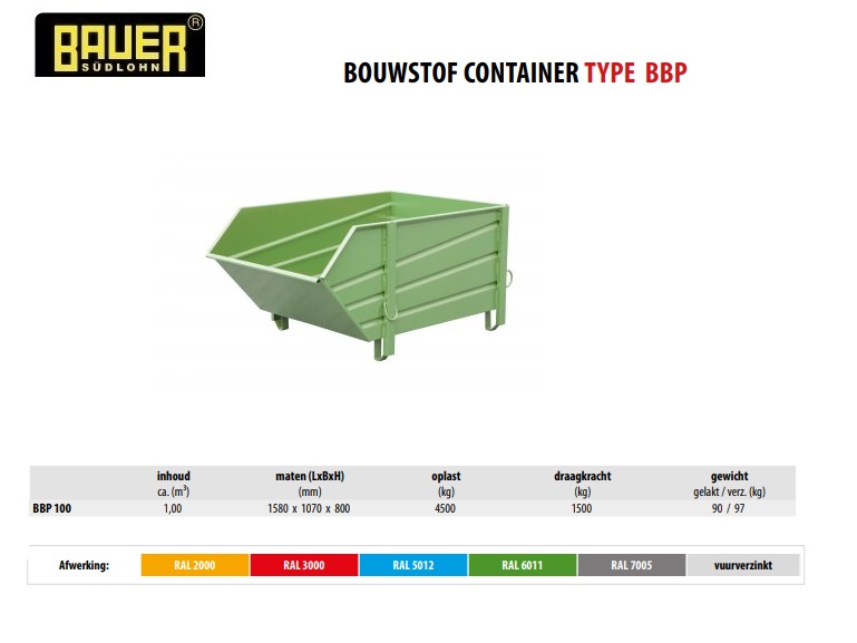 Bouwstof-container BBP 100 RAL 6011