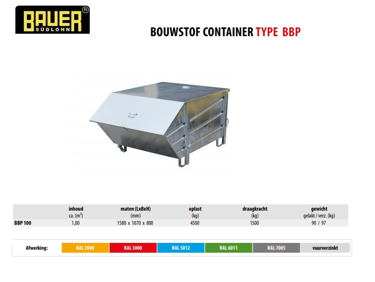 Bouwstof-container BBP 100 verzinkt