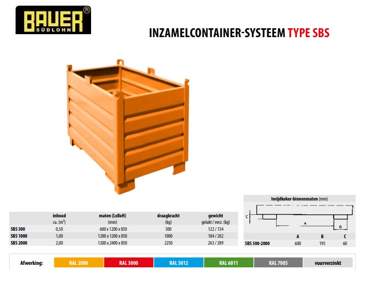 Inzamelcontainer-Systeem SBS 500 RAL 5012 | DKMTools - DKM Tools