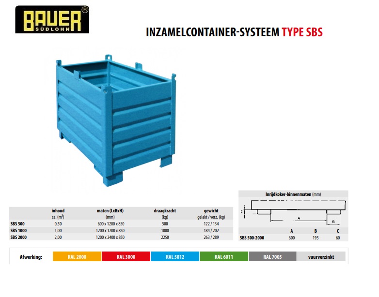 Inzamelcontainer-Systeem SBS 500 RAL 3000 | DKMTools - DKM Tools