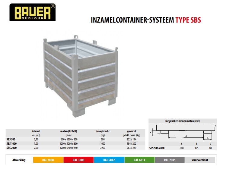 Inzamelcontainer-Systeem SBS 500 Verzinkt