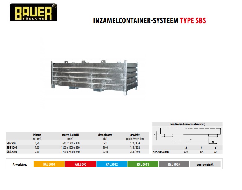 Inzamelcontainer-Systeem SBS 2000 Verzinkt