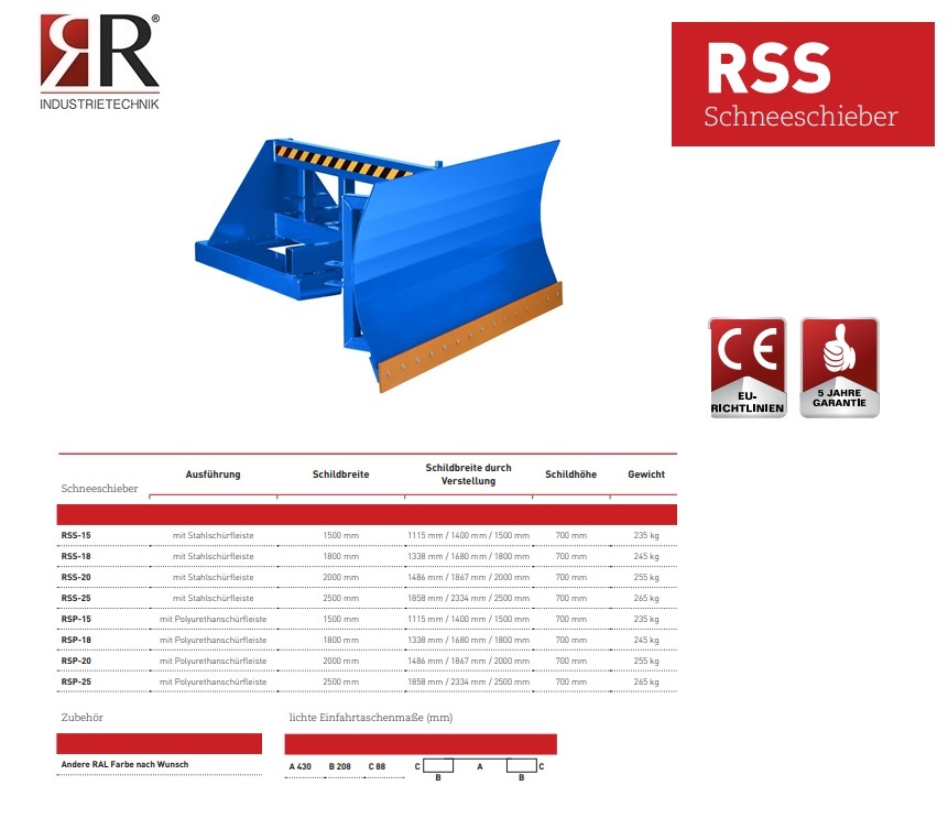 Sneeuwschuiver RSS-15 RAL 5010