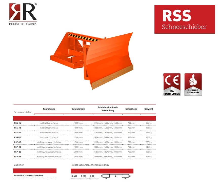 Sneeuwschuiver RSS-15 RAL 5010 | DKMTools - DKM Tools