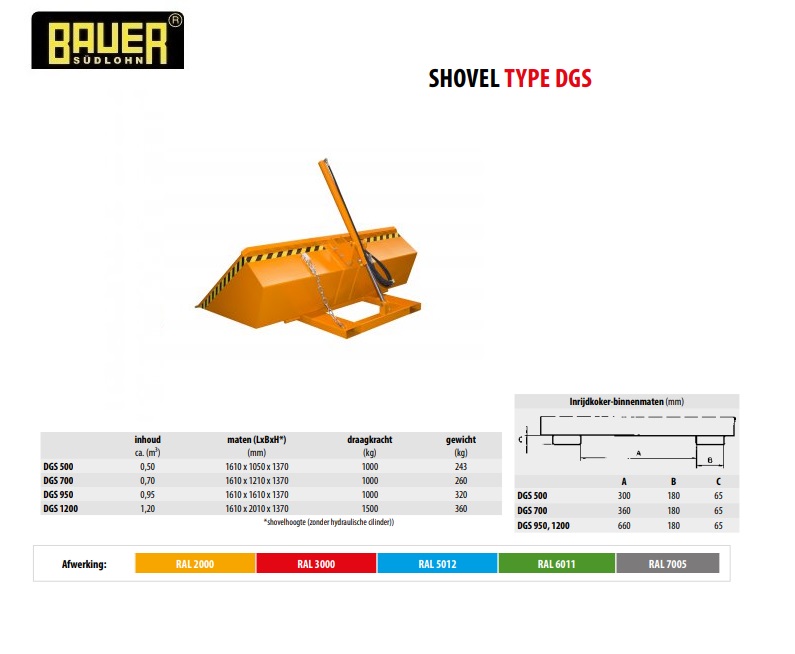 Shovel DGS 1200 RAL 2000