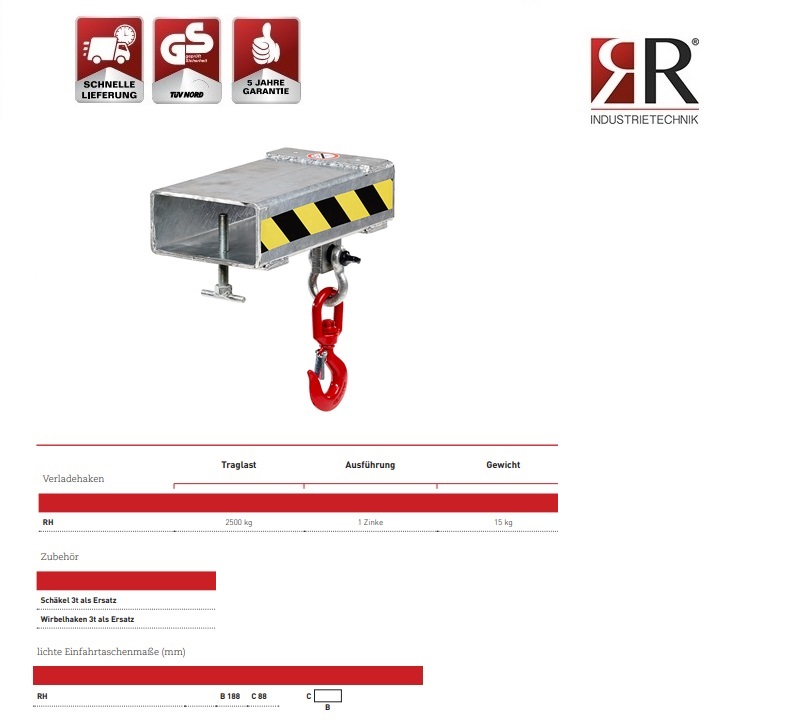 Lasthaak RH 2,5 t verzinkt