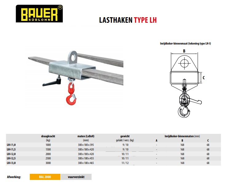 Lasthaak LH-I 1,0 vuurverzinkt