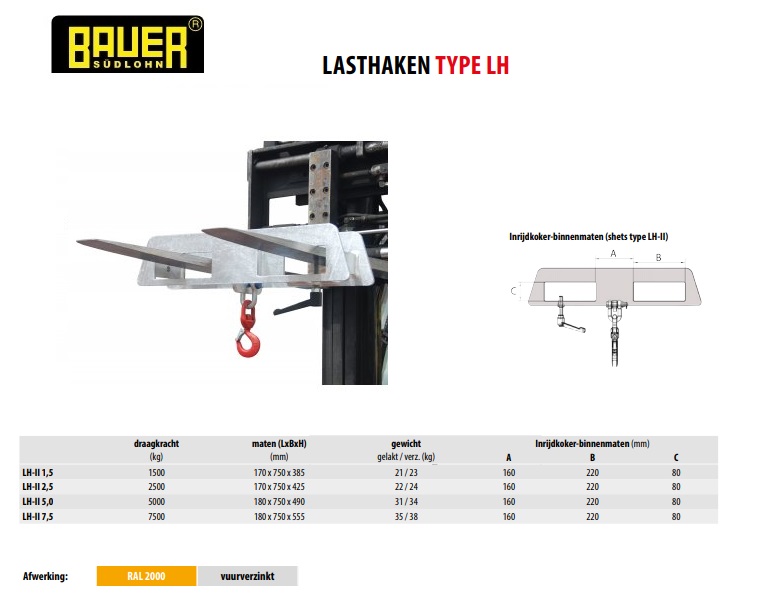 Lasthaak LH-II 1,5 vuurverzinkt