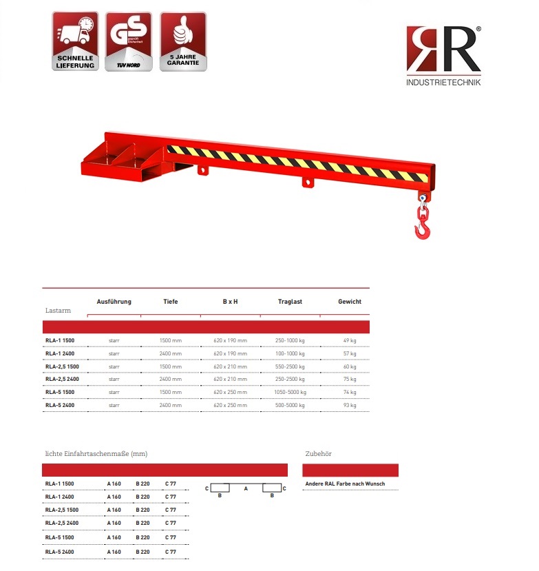 Lastarm Typ RLA-2,5 1500 RAL 6011 | DKMTools - DKM Tools